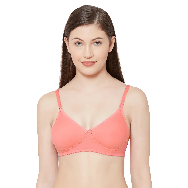 1030-Cotton Basics Plain Soft Padded T-Shirt Bra Peach