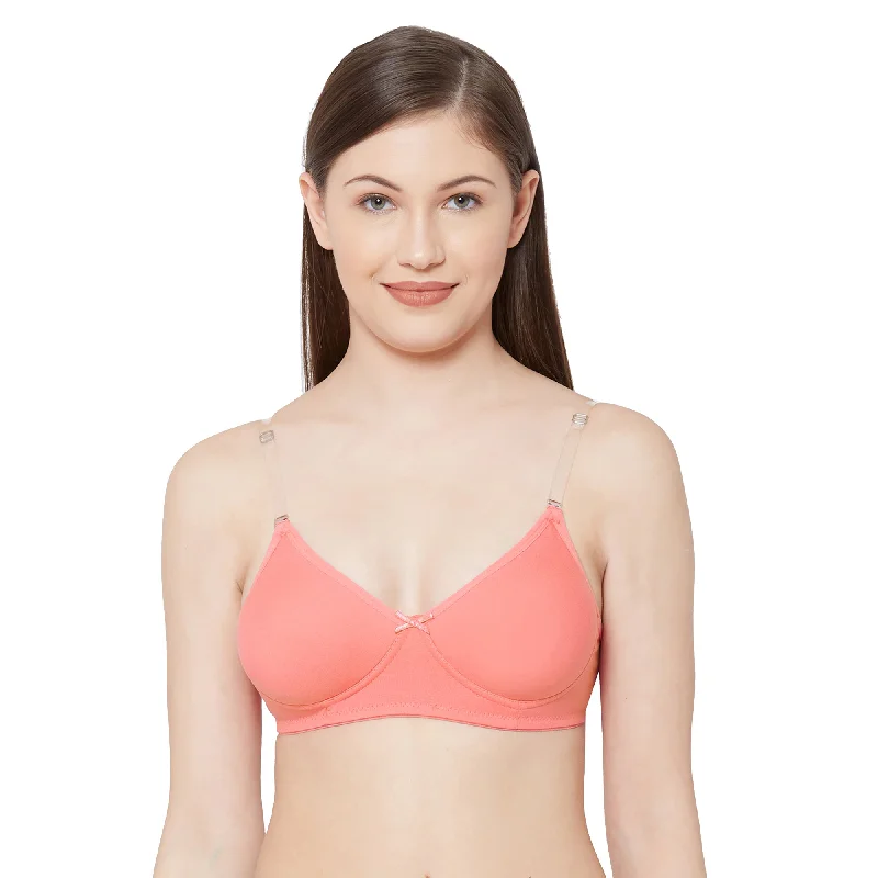 1030-Cotton Basics Plain Soft Padded T-Shirt Bra Peach