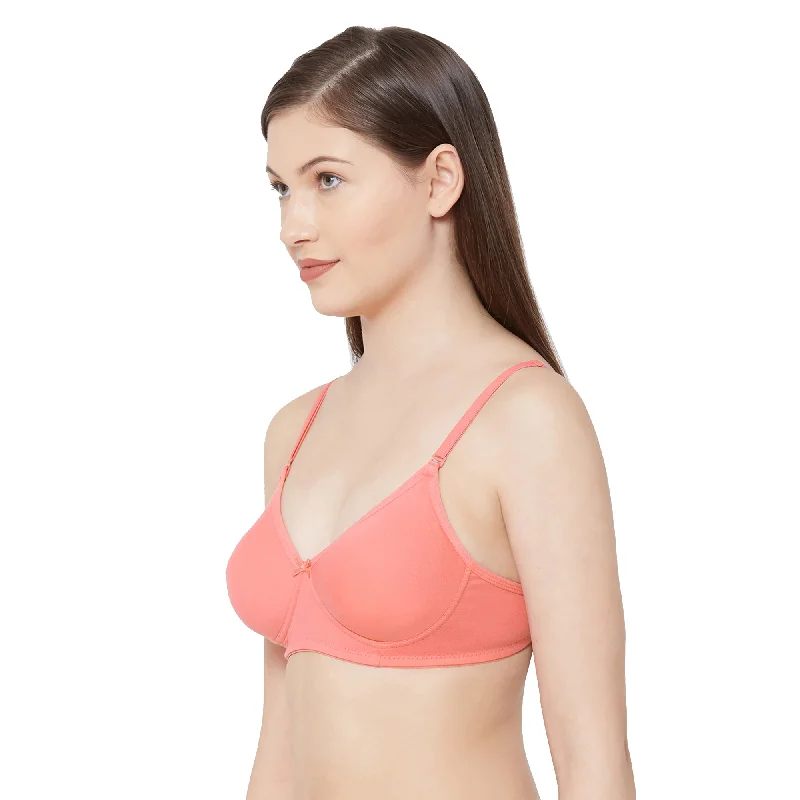 1030-Cotton Basics Plain Soft Padded T-Shirt Bra Peach