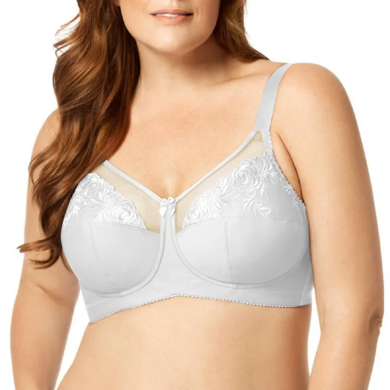 Embroidered Microfiber Soft Cup Bra 1301 - White