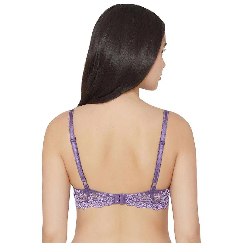 Embrace Lace Contour Padded Wired 3/4th Cup Everyday Wear Medium coverage T-Shirt Bra - Purple