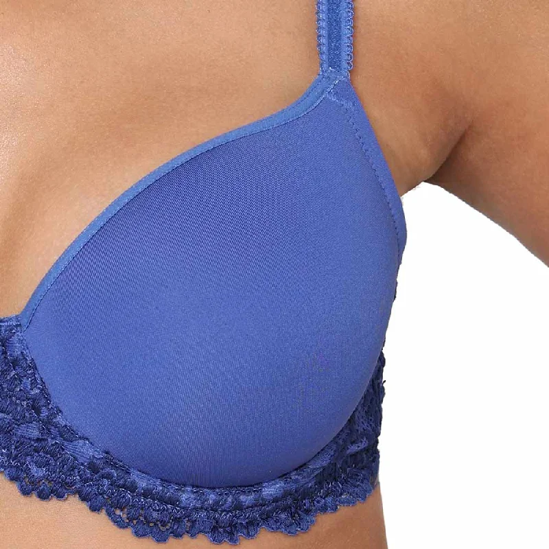 Embrace Lace Contour Padded Wired 3/4th Cup Everyday Wear Medium coverage T-Shirt Bra - Blue