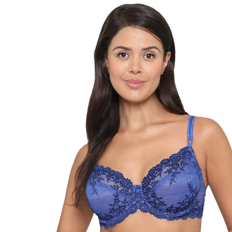 Embrace Lace Non Padded Wired 3/4th Cup Bridal Wear Medium coverage Fashion Bra - Blue