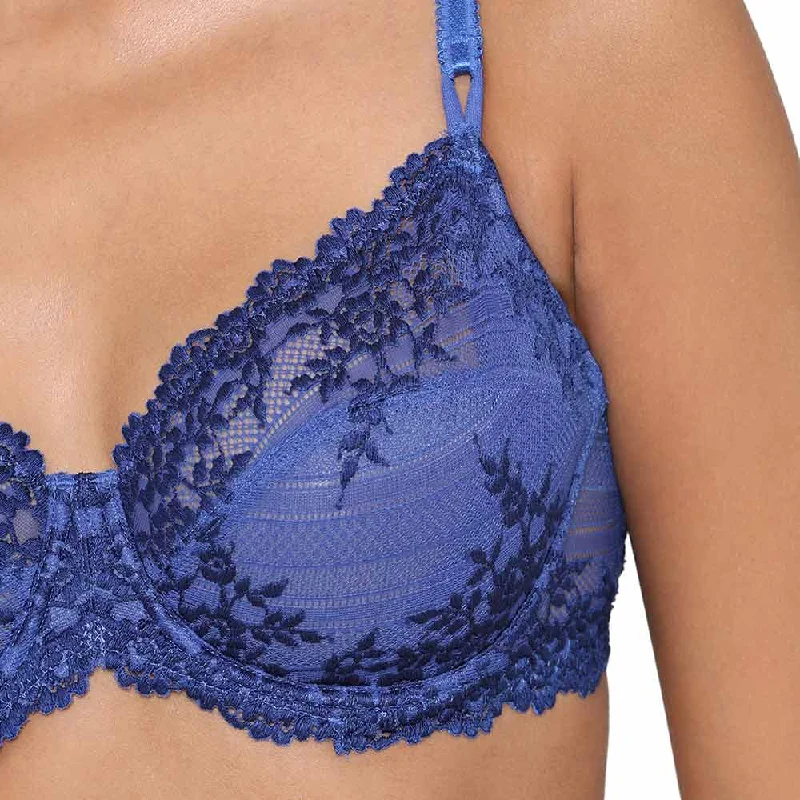 Embrace Lace Non Padded Wired 3/4th Cup Bridal Wear Medium coverage Fashion Bra - Blue