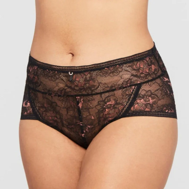 Enchanted High Waist Thong 9493 - Black/Pecan