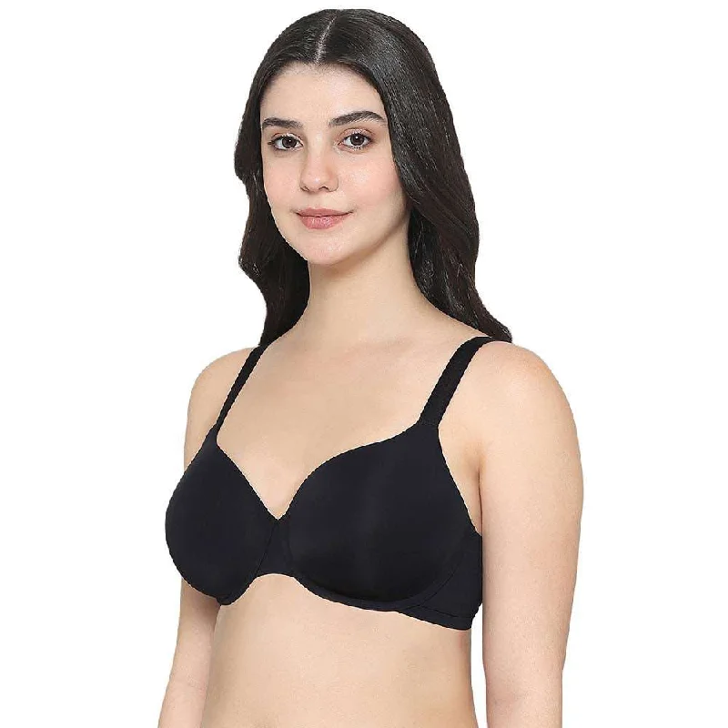 Everyday Elegance Padded Wired Full Cup Everyday Wear Smooth Finish T-Shirt Bra - Black