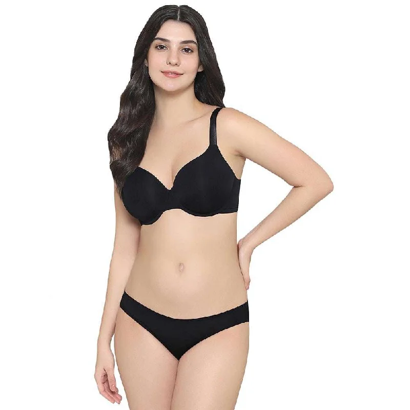 Everyday Elegance Padded Wired Full Cup Everyday Wear Smooth Finish T-Shirt Bra - Black