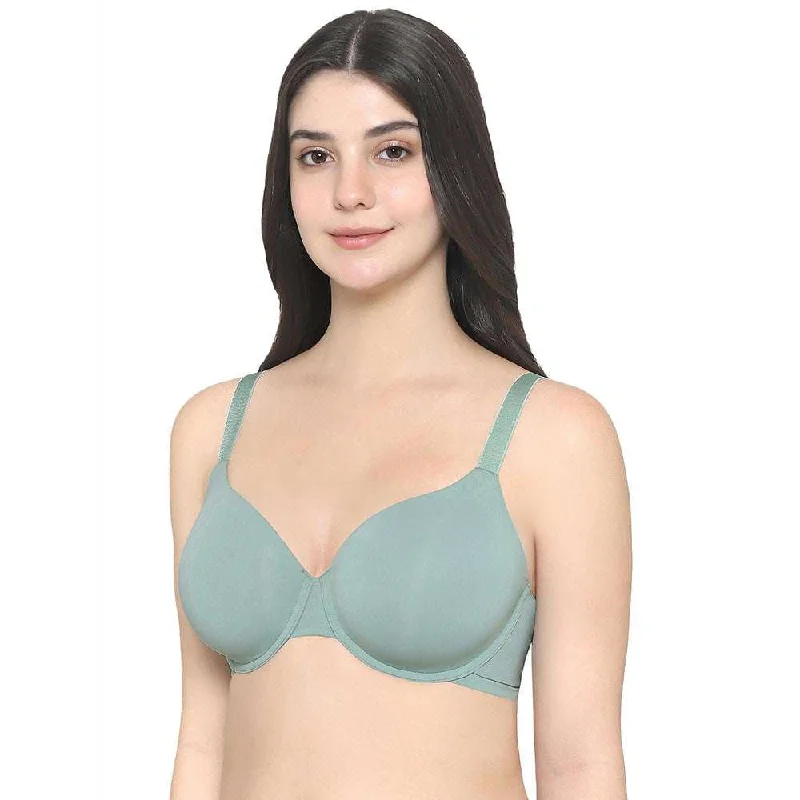 Everyday Elegance Padded Wired Full Cup Everyday Wear Smooth Finish T-Shirt Bra - Green