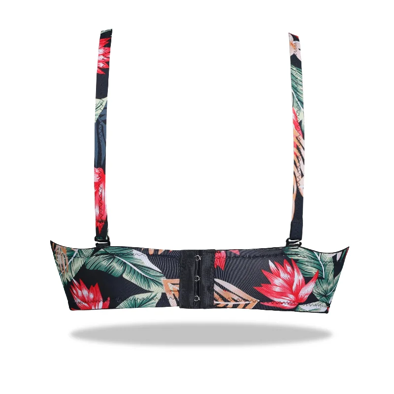 Floral Crinkled Bra - Padded with stretchable floral straps