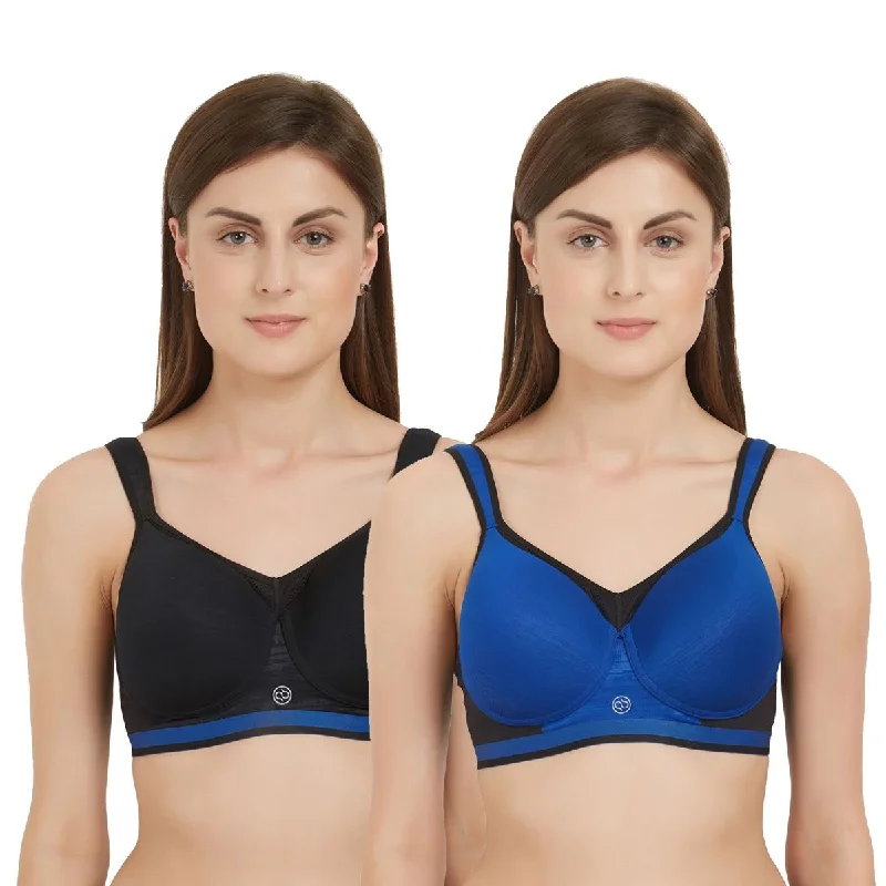 Full Coverage High Impact Padded Non Wired Sports Bra (Pack of 2) CB-906