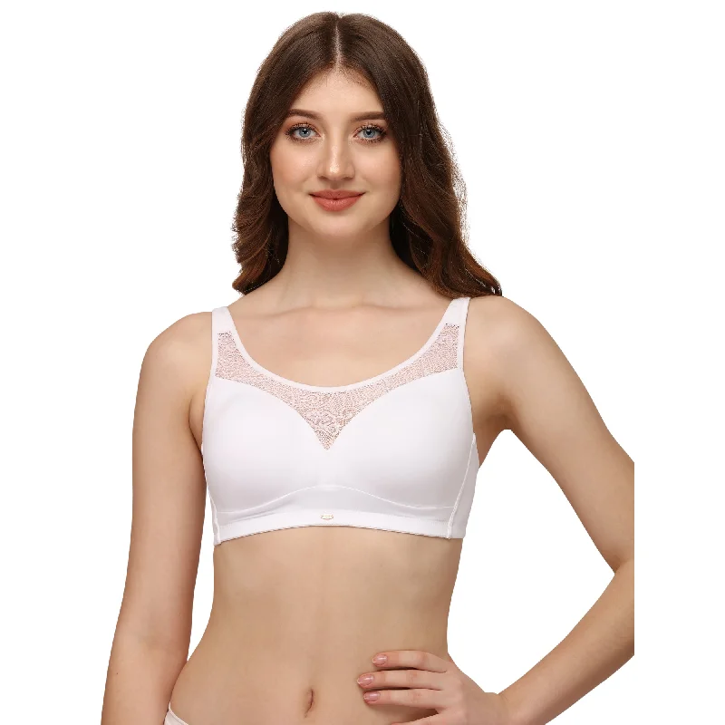 Full Coverage Padded Non Wired Bra With Lace Detailing- CB-132