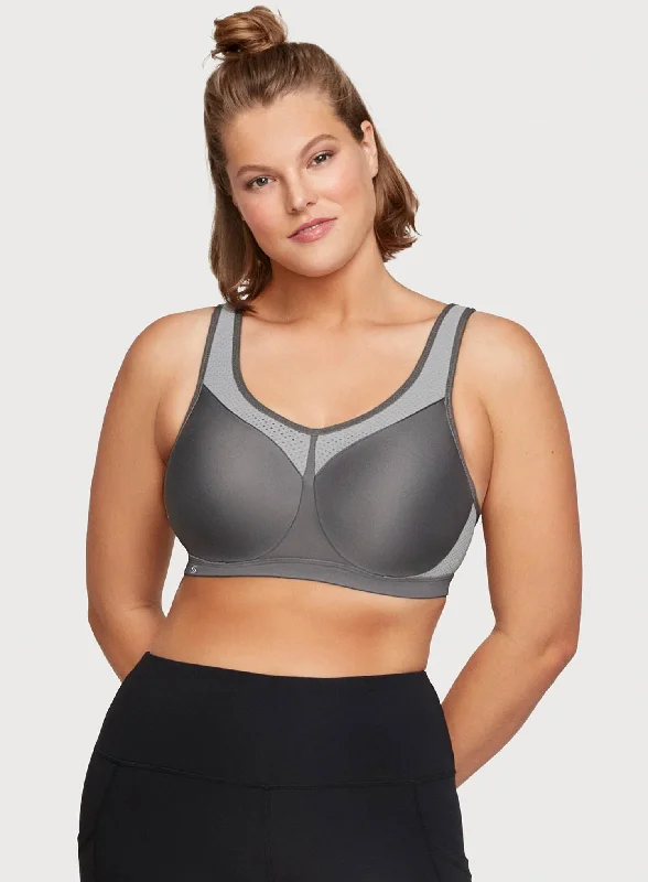 Glamorise: No Limits High Support Underwire Sports Bra Gray