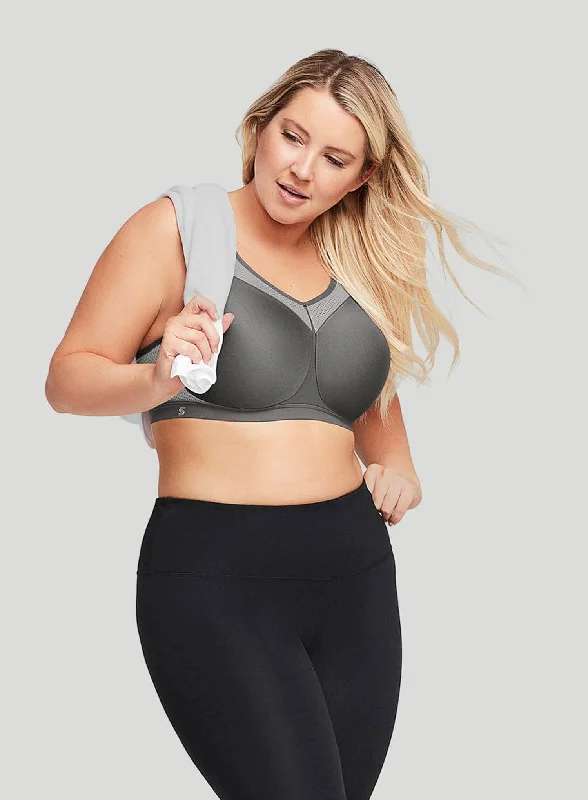 Glamorise: No Limits High Support Underwire Sports Bra Gray