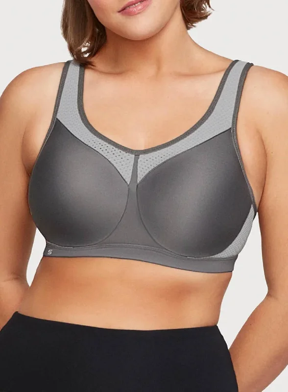 Glamorise: No Limits High Support Underwire Sports Bra Gray