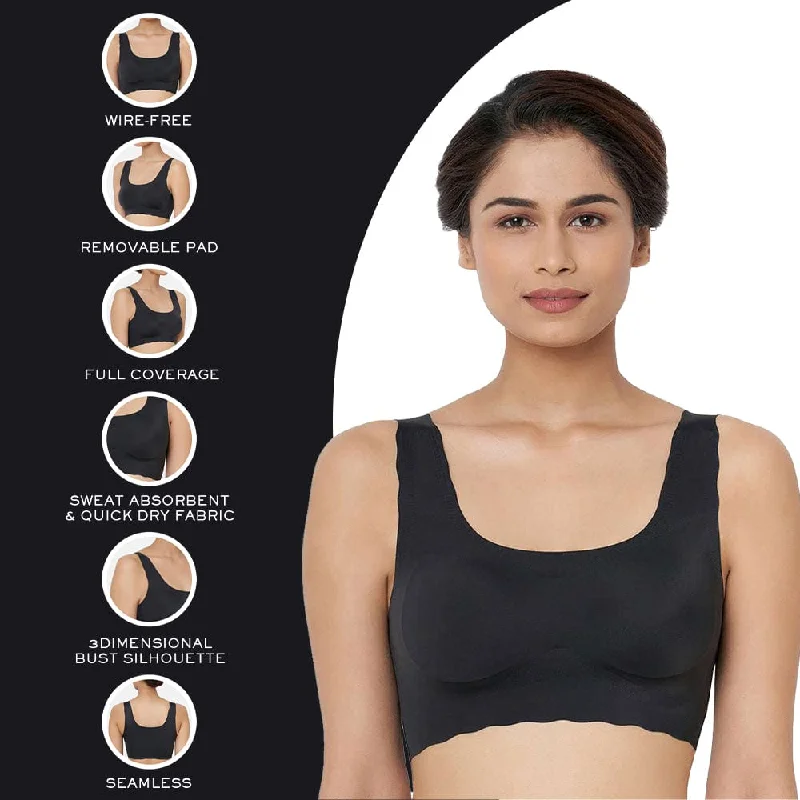 Gococi Padded Non Wired Full Coverage Seamless T-Shirt Bra - Black