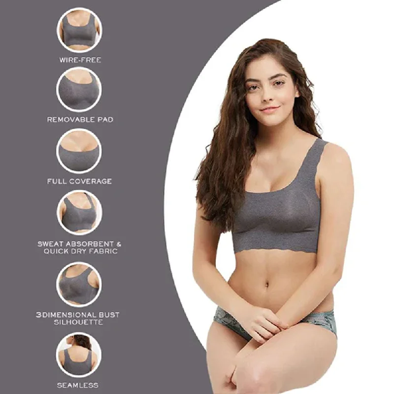 Gococi Padded Non-wired Full Cup Everyday Wear Full coverage T-Shirt Bra - Grey