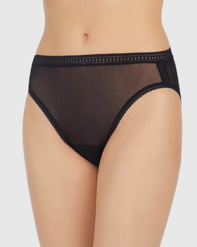 Gossamer Mesh Hi Cut Brief Underwear - Black