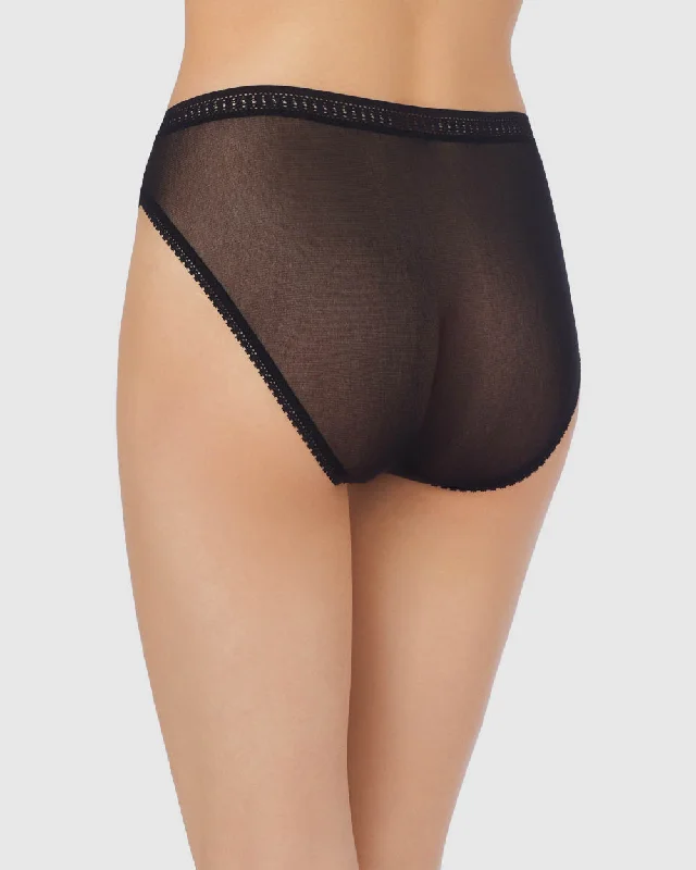 Gossamer Mesh Hi Cut Brief Underwear - Black