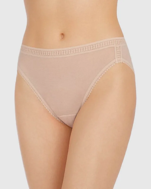 Gossamer Mesh Hi Cut Brief Underwear - Champagne