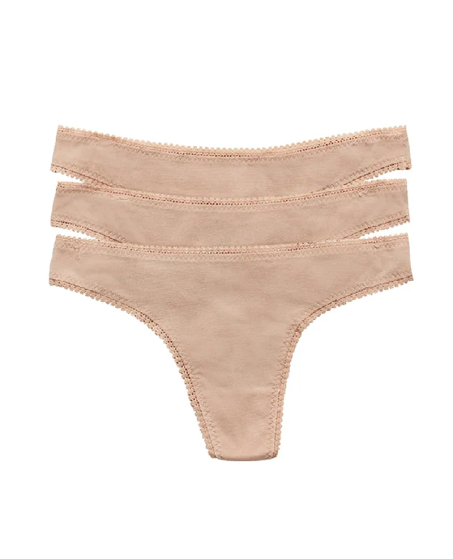 Gossamer Mesh Hip G Thong Underwear 3 Pack - Champagne Champagne Champagne