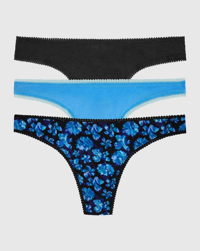 Gossamer Mesh Hip G Thong Underwear 3 Pack - Galaxy Floral