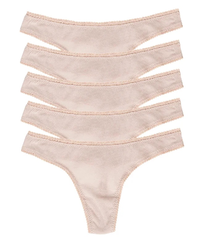 Gossamer Mesh Hip G Thong Underwear 5-Pack - Champagne