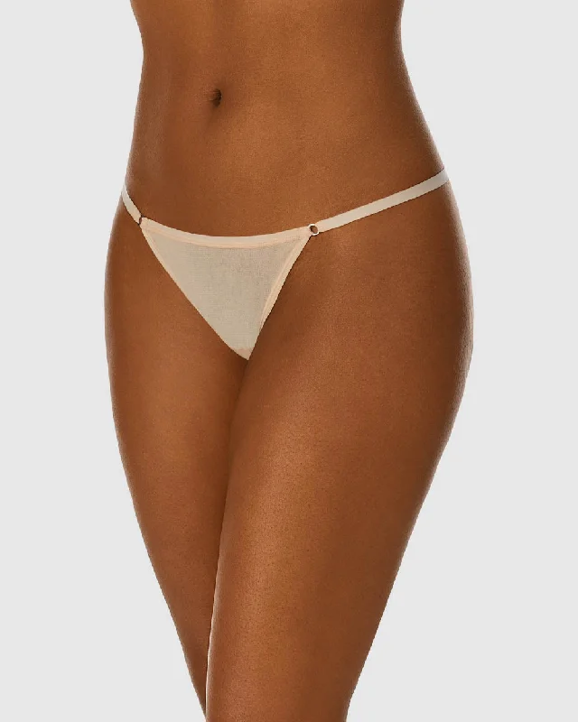 Gossamer Mesh String Thong Underwear - Champagne