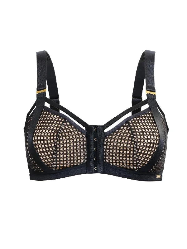 Pulse Mesh Front Fastening Bra - Black