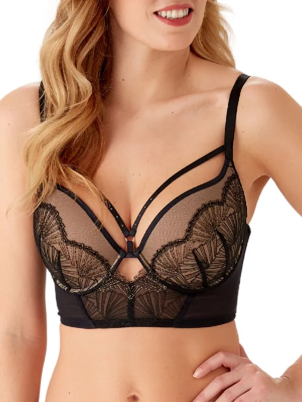 VIP Captivate Longline Padded Plunge Bra - Black/Bronze