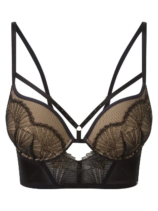 VIP Captivate Longline Padded Plunge Bra - Black/Bronze