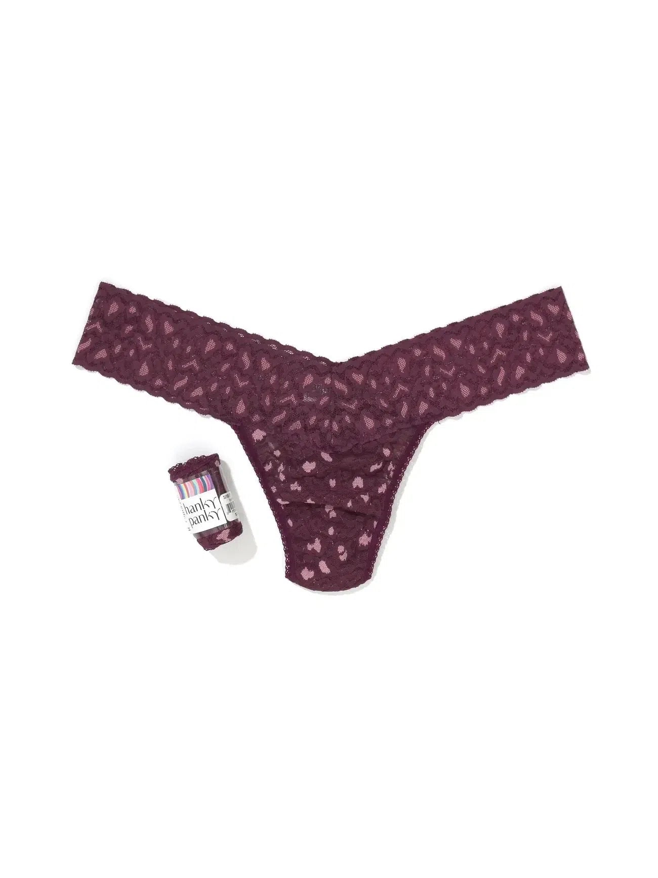 Hanky Panky Black Tulip/Lavender Tea Cross Dyed Leopard Low Rise Thong