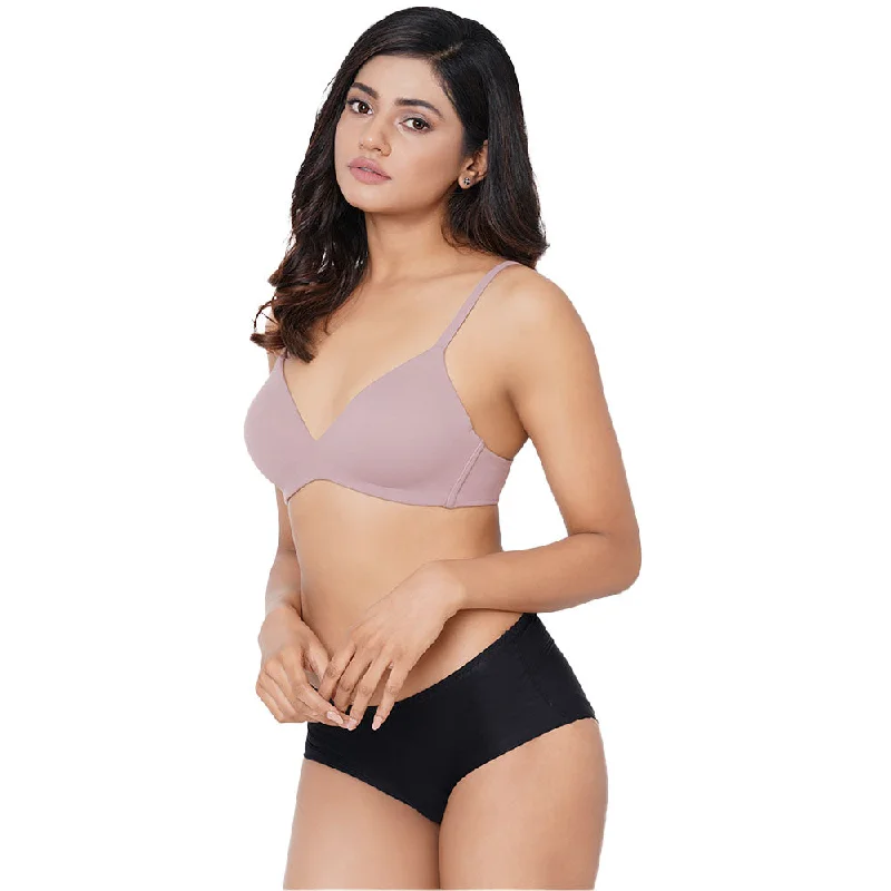 How Perfect Padded Non-wired 3/4th Cup Everyday Wear Seamless T-Shirt Bra - Grey