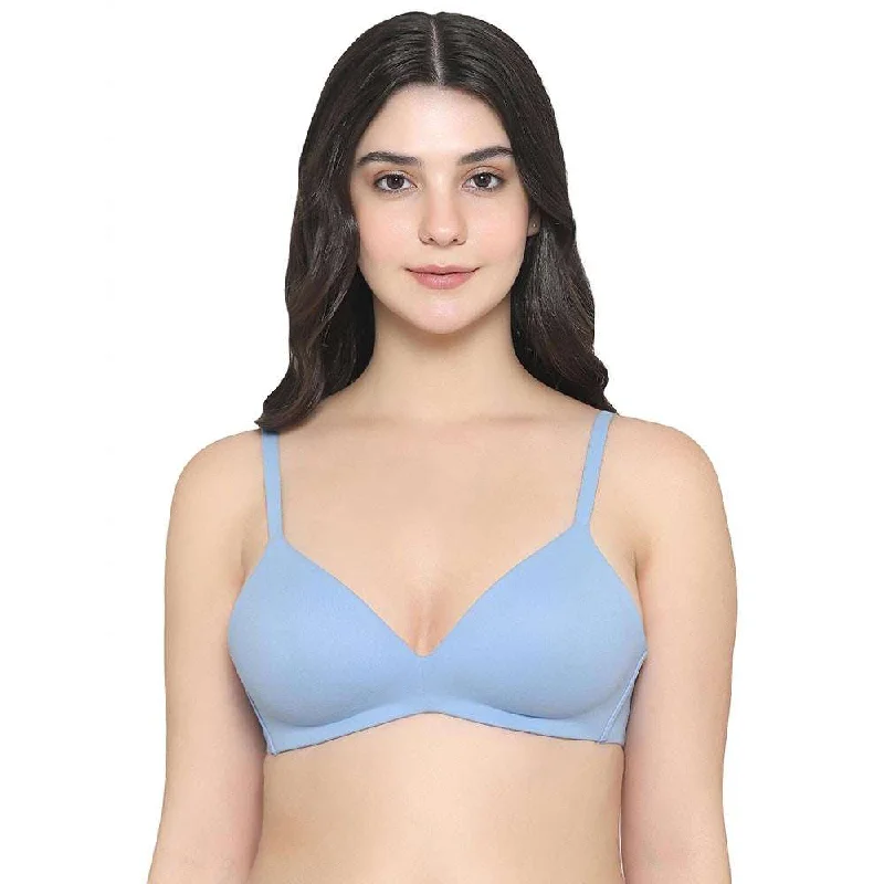 How Perfect Padded Non-wired 3/4th Cup Everyday Wear Seamless T-Shirt Bra - Sky Blue