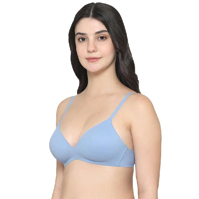 How Perfect Padded Non-wired 3/4th Cup Everyday Wear Seamless T-Shirt Bra - Sky Blue