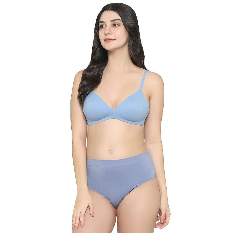 How Perfect Padded Non-wired 3/4th Cup Everyday Wear Seamless T-Shirt Bra - Sky Blue