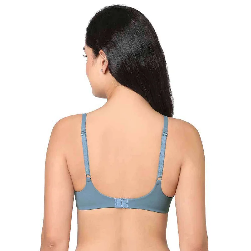 How Perfect Padded Non-wired 3/4th Cup Everyday Wear Seamless T-Shirt Bra - Blue