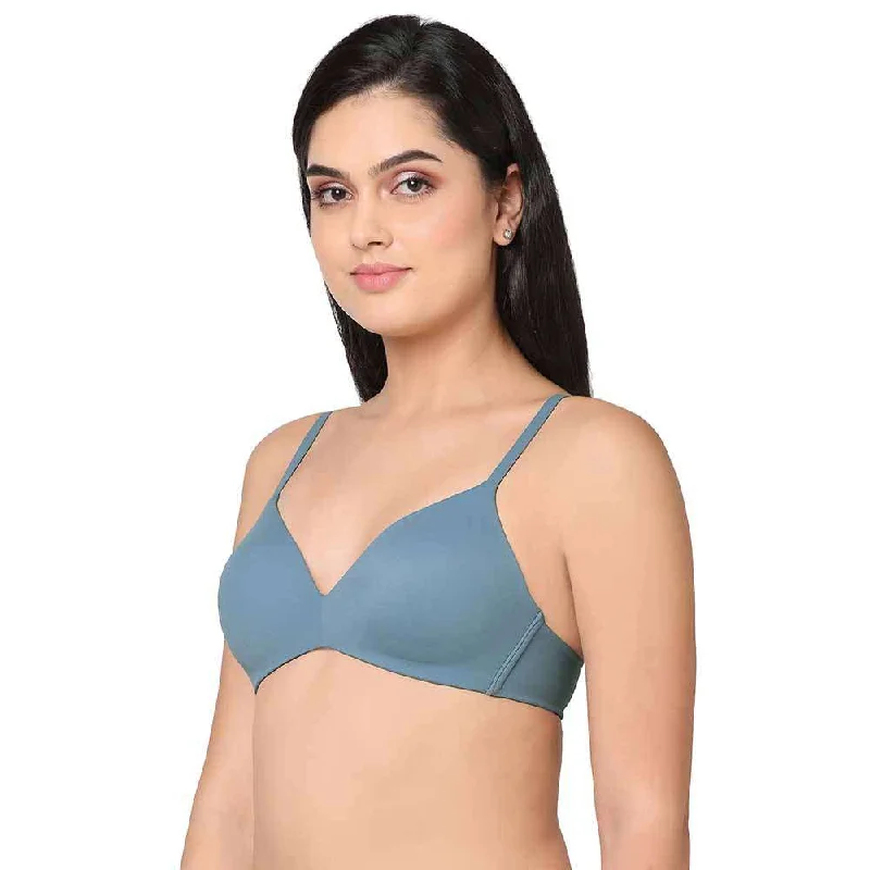 How Perfect Padded Non-wired 3/4th Cup Everyday Wear Seamless T-Shirt Bra - Blue