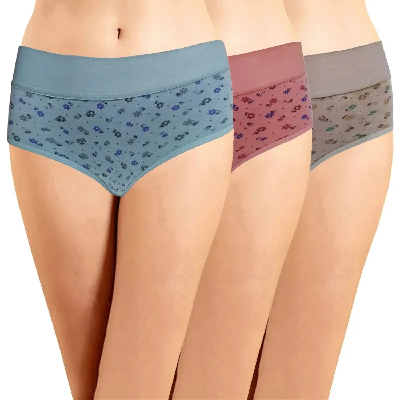 ICB-002  Broad Elastic  Printed  Belly Control Panties (Pack of 3)