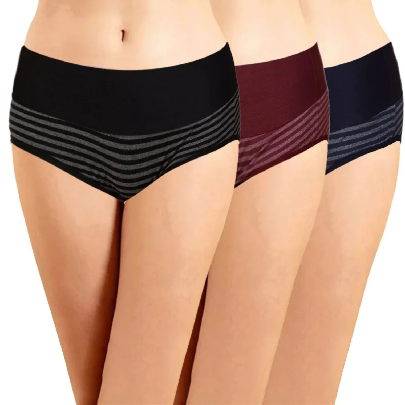 ICBB-002 Broad Elastic Printed Belly Control Panties (Pack of 3)