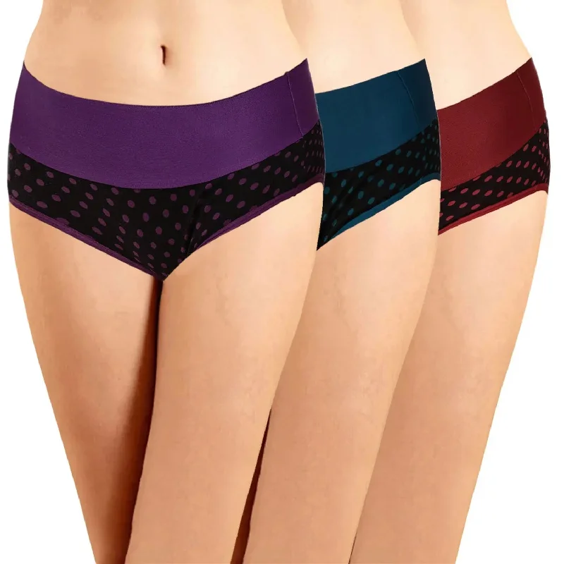 ICBB-003  Broad Elastic Printed Belly Control Panties(Pack of 3)