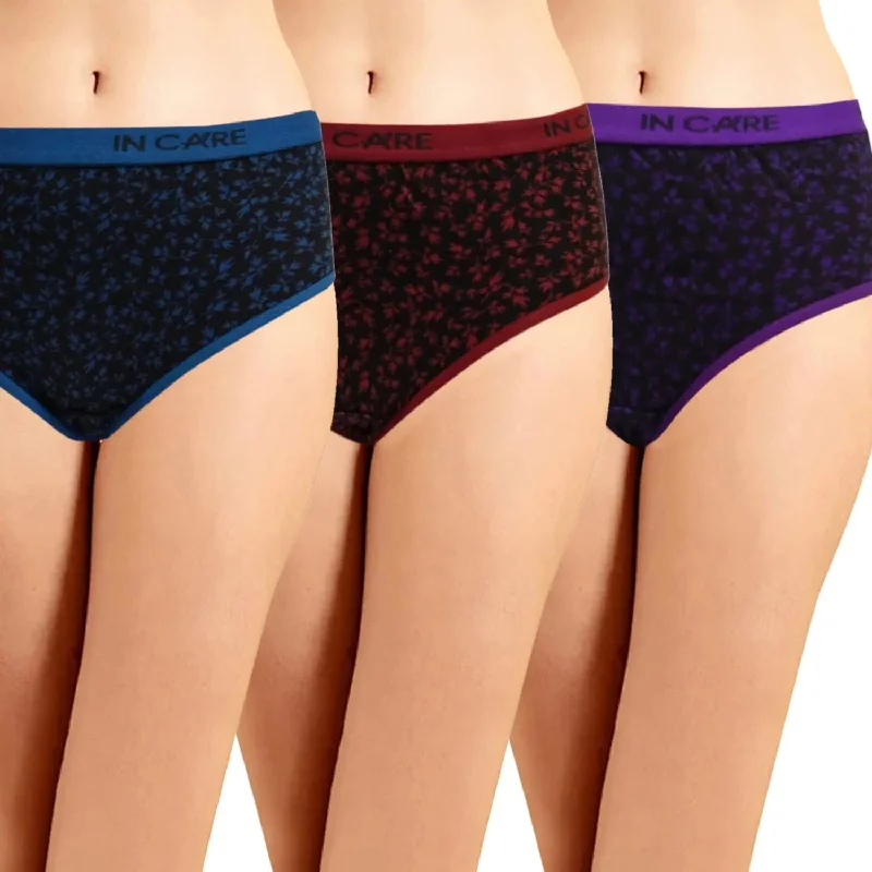 ICOE-024 Printed Hipster With Outer Elastic Panties  (Pack of 3)