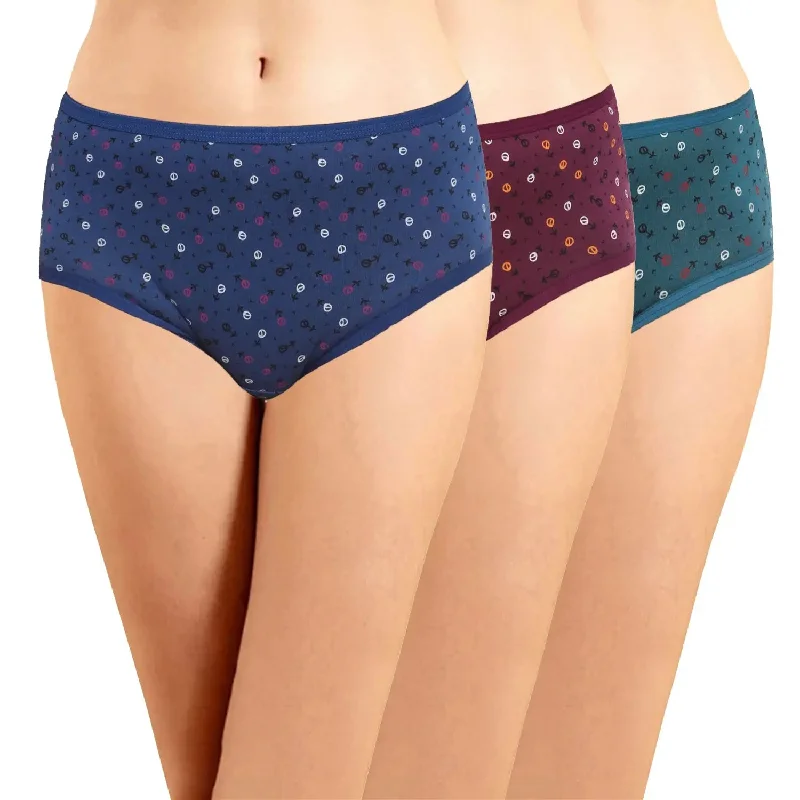 Hipster Panties with Outer Elastic - (Pack of 3)