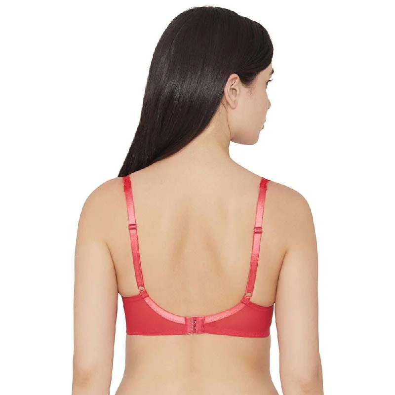 Essential Lace Non Padded Non Wired 3/4th cup Bridal Wear Lace Bralette - Red