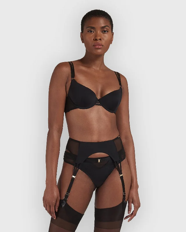 Laura Black Suspender Belt with Mesh