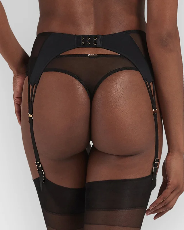 Laura Black Suspender Belt with Mesh