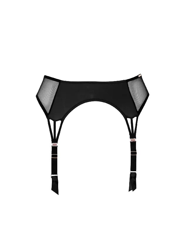 Laura Black Suspender Belt with Mesh