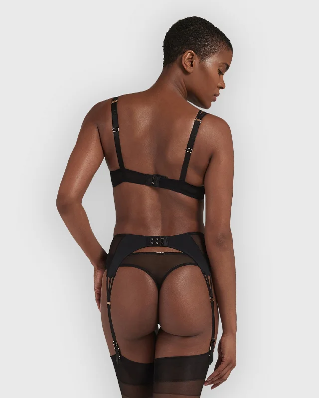 Laura Black Suspender Belt with Mesh