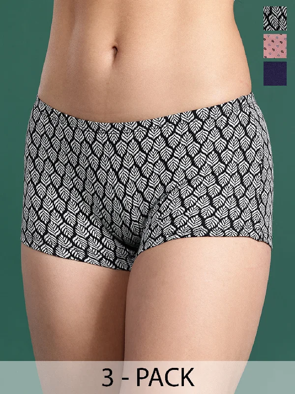 LEADING LADY Women’s Printed Mid-Rise BoyShort Brief Pack Of 3 | JOY-PR-26-3 |