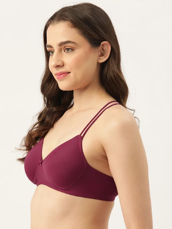 Leading Lady Women's Pack of 2 Solid & Printed T-Shirt Bra with Full Coverage and Non Wire [ BRA-4074-4079-2 ]