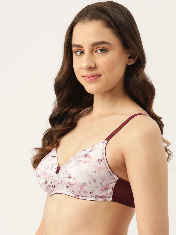 Leading Lady Women's Pack of 2 Solid & Printed T-Shirt Bra with Full Coverage and Non Wire [ BRA-4074-4079-2 ]